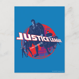 Justice League Global Heroes  and Globe Postcard