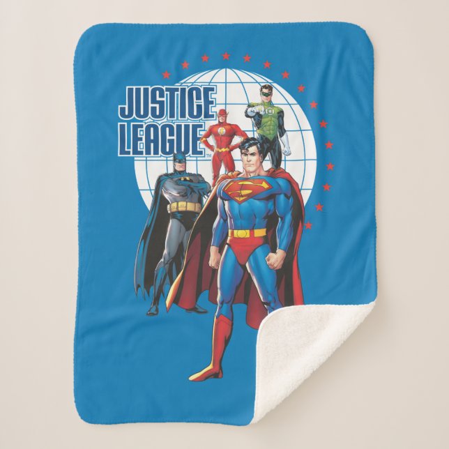 Justice League Global Heroes Sherpa Blanket (Front)
