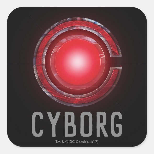 Justice League | Glowing Cyborg Symbol Square Sticker (Front)