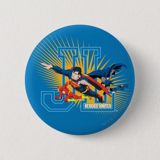 Justice League Heroes United 6 Cm Round Badge (Front)