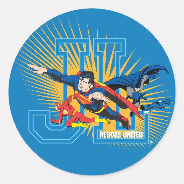 Justice League Heroes United Classic Round Sticker (Front)
