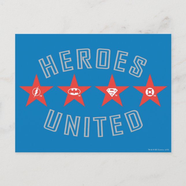 Justice League Heroes Untied Logos Postcard (Front)