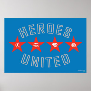 Justice League Heroes Untied Logos Poster