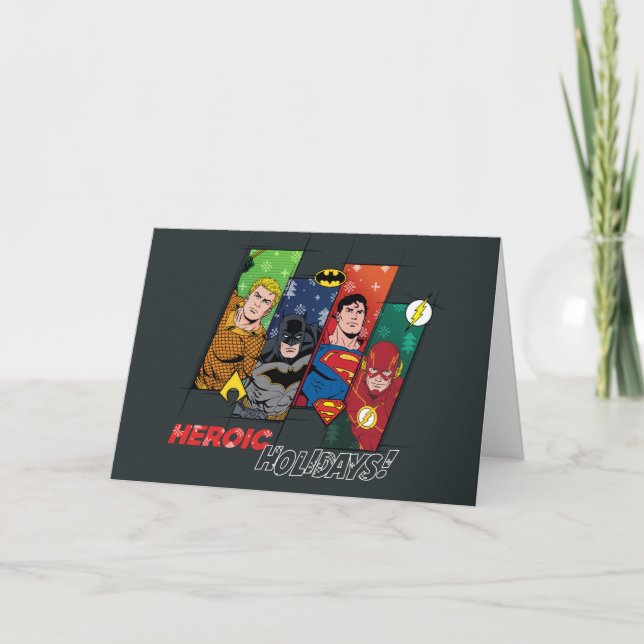 Justice League "Heroic Holidays!" Holiday Card (Front)