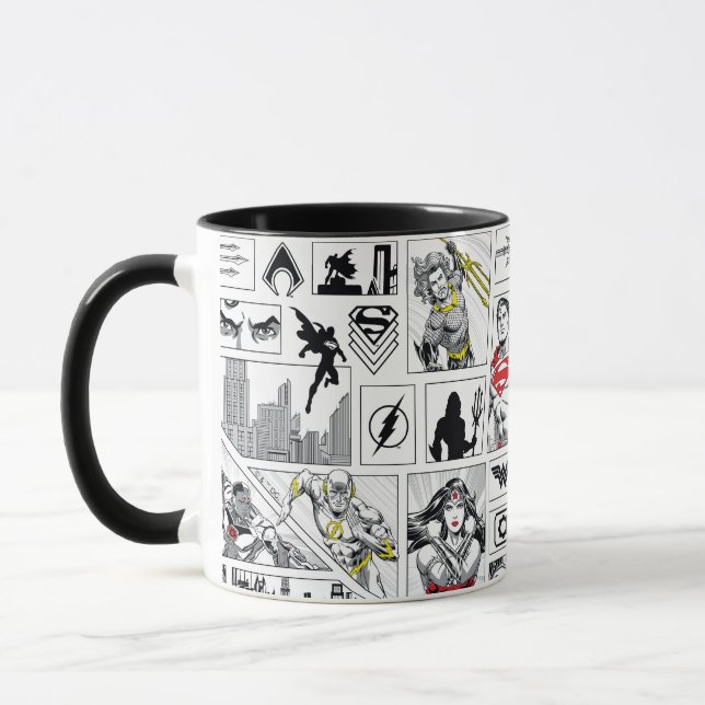 Justice League Heroic Panel Pattern Mug (Left)