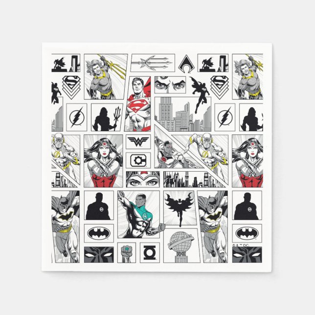 Justice League Heroic Panel Pattern Napkin (Front)