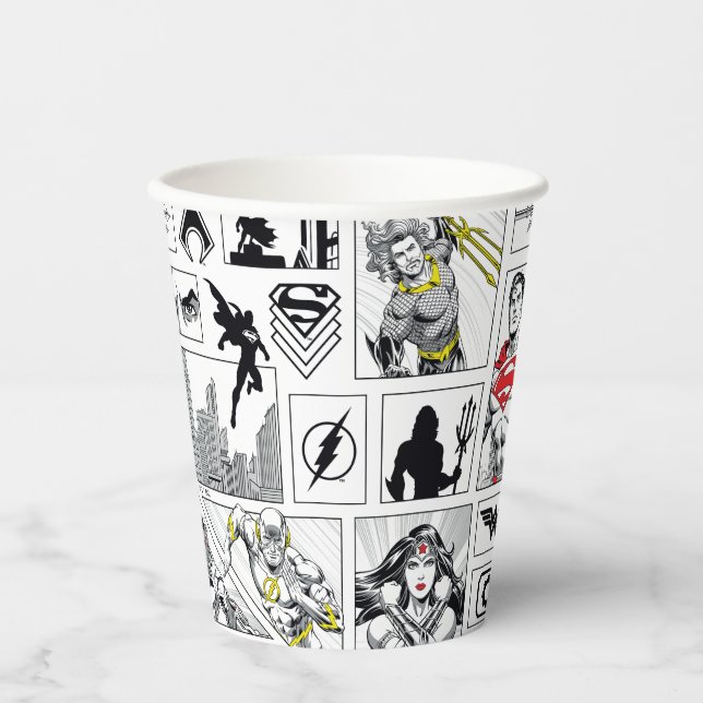 Justice League Heroic Panel Pattern Paper Cups (Front)