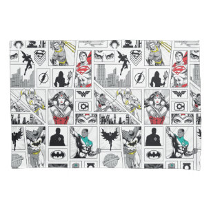 Justice League Heroic Panel Pattern Pillowcase