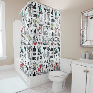 Justice League Heroic Panel Pattern Shower Curtain