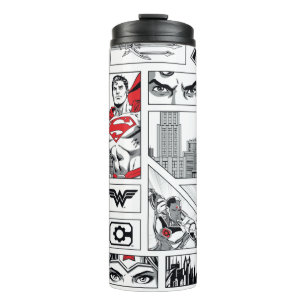 Justice League Heroic Panel Pattern Thermal Tumbler
