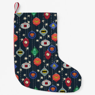 Justice League Holiday Bauble Pattern Small Christmas Stocking