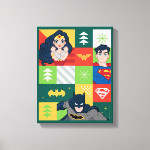 Justice League Holiday Collage Canvas Print