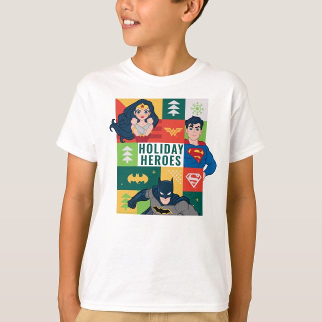 Justice League Holiday Collage T-Shirt (Front)