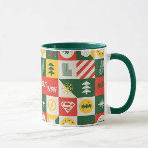 Justice League Holiday Grid Pattern Mug