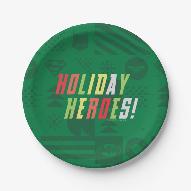Justice League Holiday Heroes Graphic Paper Plate (Front)