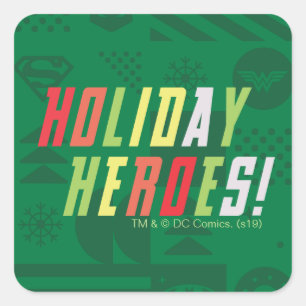 Justice League Holiday Heroes Graphic Square Sticker