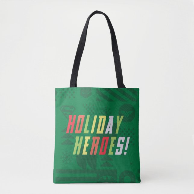 Justice League Holiday Heroes Graphic Tote Bag (Front)