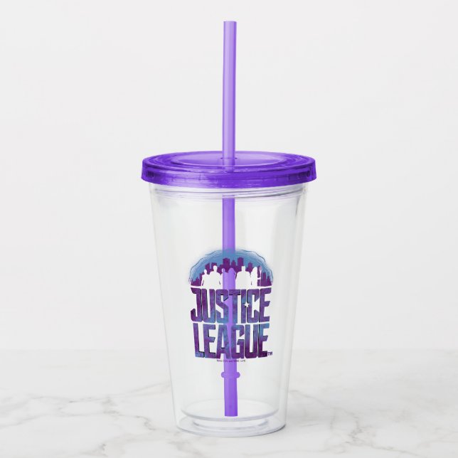 Justice League | Justice League City Silhouette Acrylic Tumbler (Front)