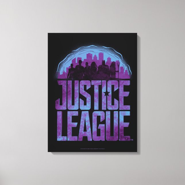 Justice League | Justice League City Silhouette Canvas Print (Front)
