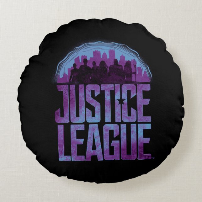 Justice League | Justice League City Silhouette Round Cushion (Front)
