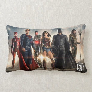 Justice League   Justice League On Battlefield Lumbar Cushion