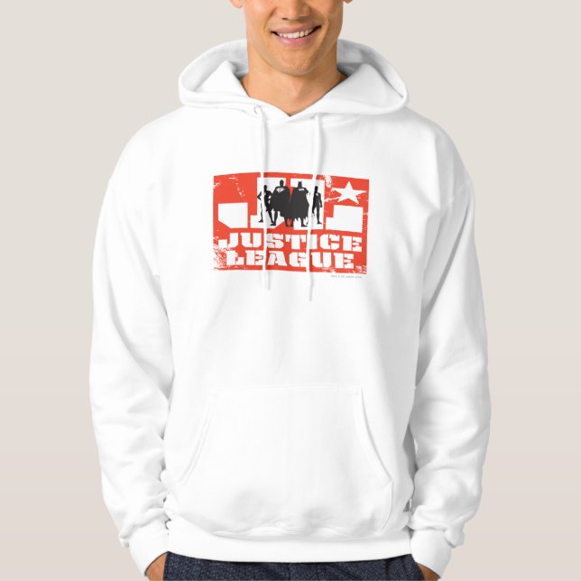 Justice League Logo and Character Silhouettes Hoodie (Front)