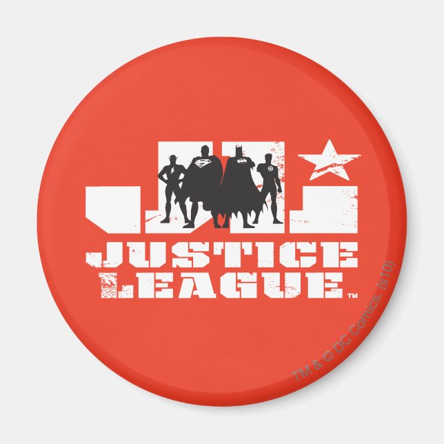 Justice League Logo and Character Silhouettes Magnet (Front)