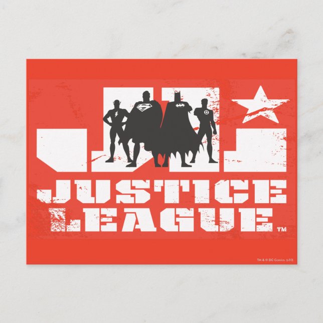 Justice League Logo and Character Silhouettes Postcard (Front)