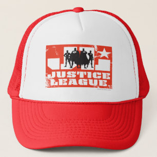Justice League Logo and Character Silhouettes Trucker Hat