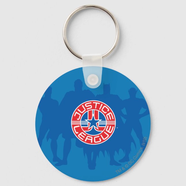 Justice League Logo and Solid Character Background Key Ring (Front)
