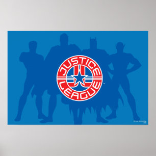 Justice League Logo and Solid Character Background Poster