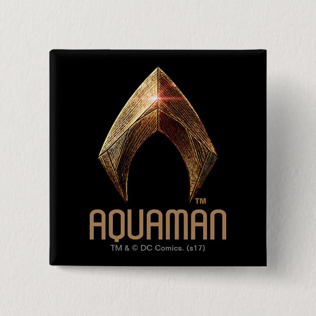 Justice League | Metallic Aquaman Symbol 15 Cm Square Badge (Front)