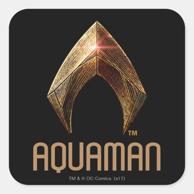 Justice League | Metallic Aquaman Symbol Square Sticker (Front)