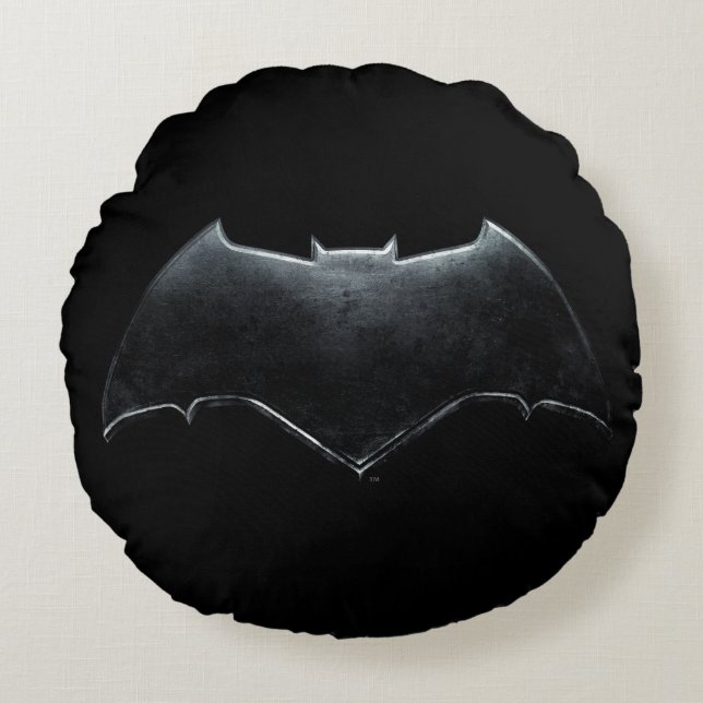 Justice League | Metallic Batman Symbol Round Cushion (Front)