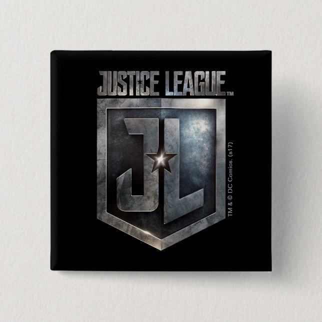 Justice League | Metallic JL Shield 15 Cm Square Badge (Front)