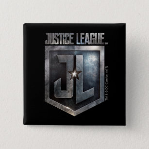 Justice League   Metallic JL Shield 15 Cm Square Badge