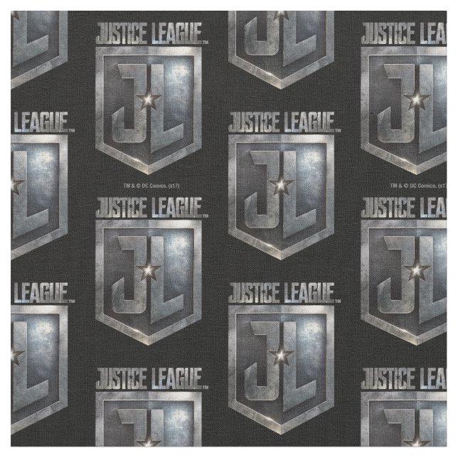 Justice League | Metallic JL Shield Fabric (Close Up)