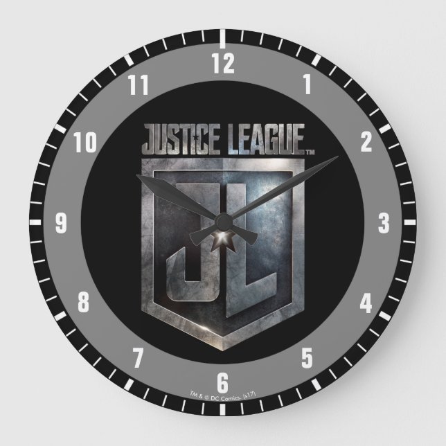 Justice League | Metallic JL Shield Large Clock (Front)