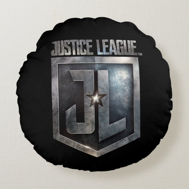 Justice League | Metallic JL Shield Round Cushion (Front)