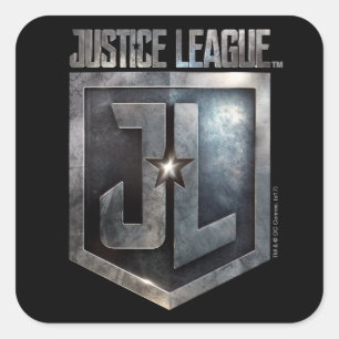 Justice League   Metallic JL Shield Square Sticker