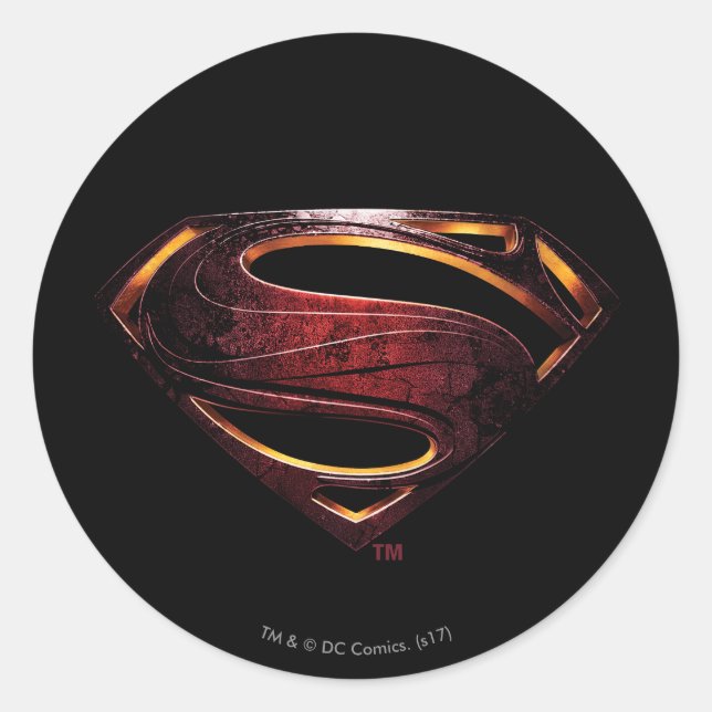 Justice League | Metallic Superman Symbol Classic Round Sticker (Front)