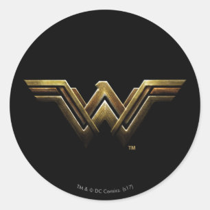 Justice League Metallic Wonder Woman Symbol Classic Round Sticker