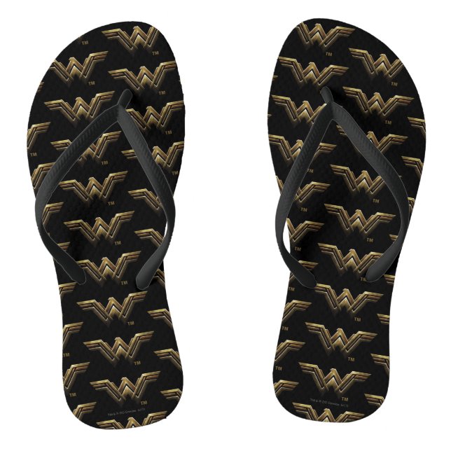 Justice League | Metallic Wonder Woman Symbol Flip Flops (Footbed)