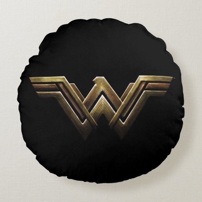 Justice League | Metallic Wonder Woman Symbol Round Cushion (Front)