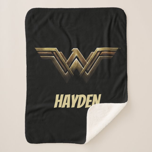 Justice League | Metallic Wonder Woman Symbol Sherpa Blanket (Front)