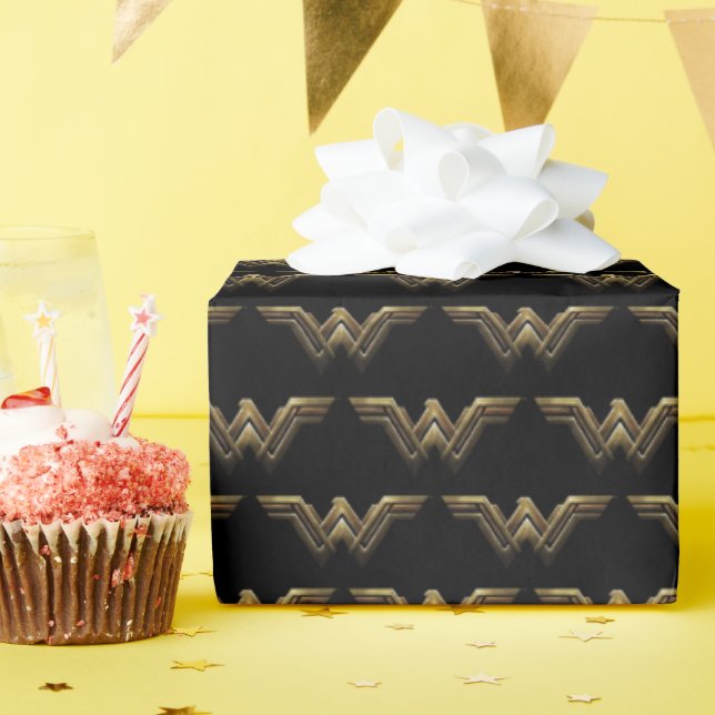 Justice League | Metallic Wonder Woman Symbol Wrapping Paper (Birthday Party)