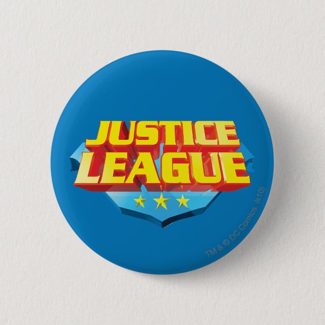Justice League Name and Shield Logo 6 Cm Round Badge (Front)