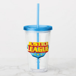 Justice League Name and Shield Logo Acrylic Tumbler