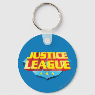 Justice League Name and Shield Logo Key Ring