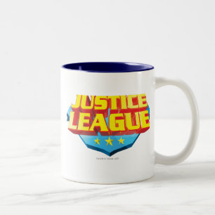 Justice League Name and Shield Logo Two-Tone Coffee Mug